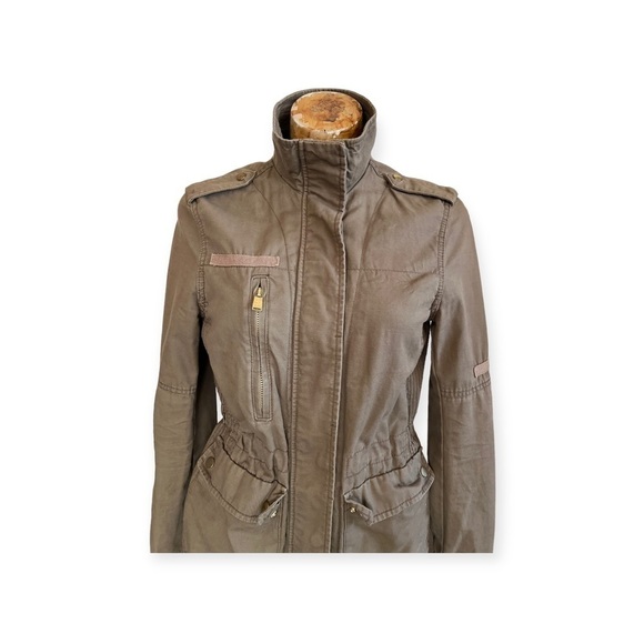 H&M jacket green cargo zip front size 4 small - Picture 2 of 7